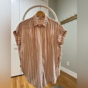 Madewell Cream and Pink cotton button down